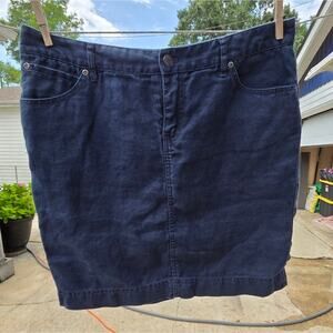 J. Jill 100% linen skirt women 8 denim Y2K dark blue straight trendy comfy